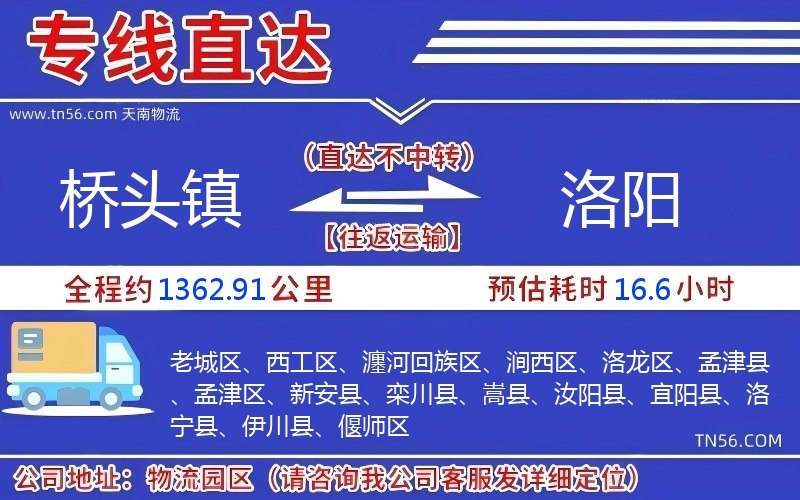 橋頭鎮到洛陽物流公司