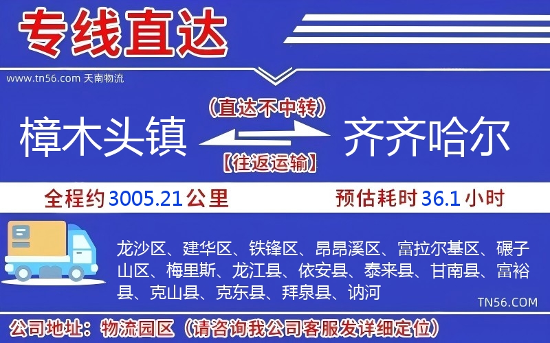 樟木頭鎮到齊齊哈爾物流公司