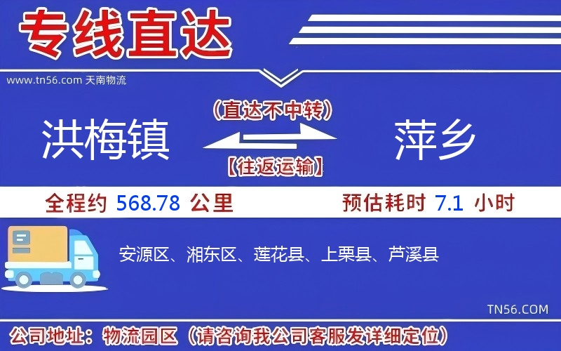 洪梅鎮到萍鄉物流公司