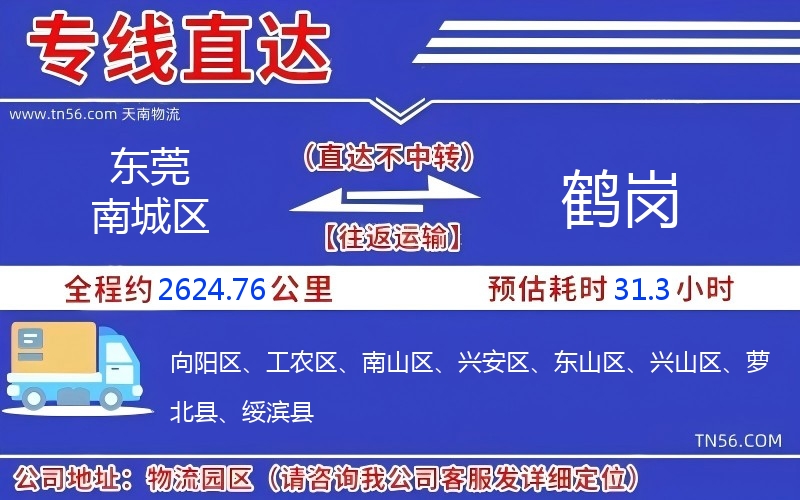 東莞南城區到鶴崗物流公司
